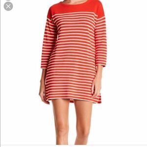 J. Crew | Red Orange Boatneck Striped Tunic | XXS